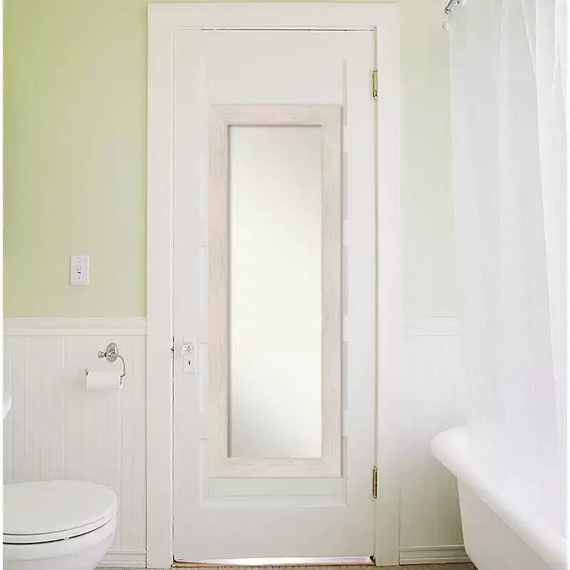 19" x 53" Hardwood Framed Full Length Over-the-Door Mirror - White