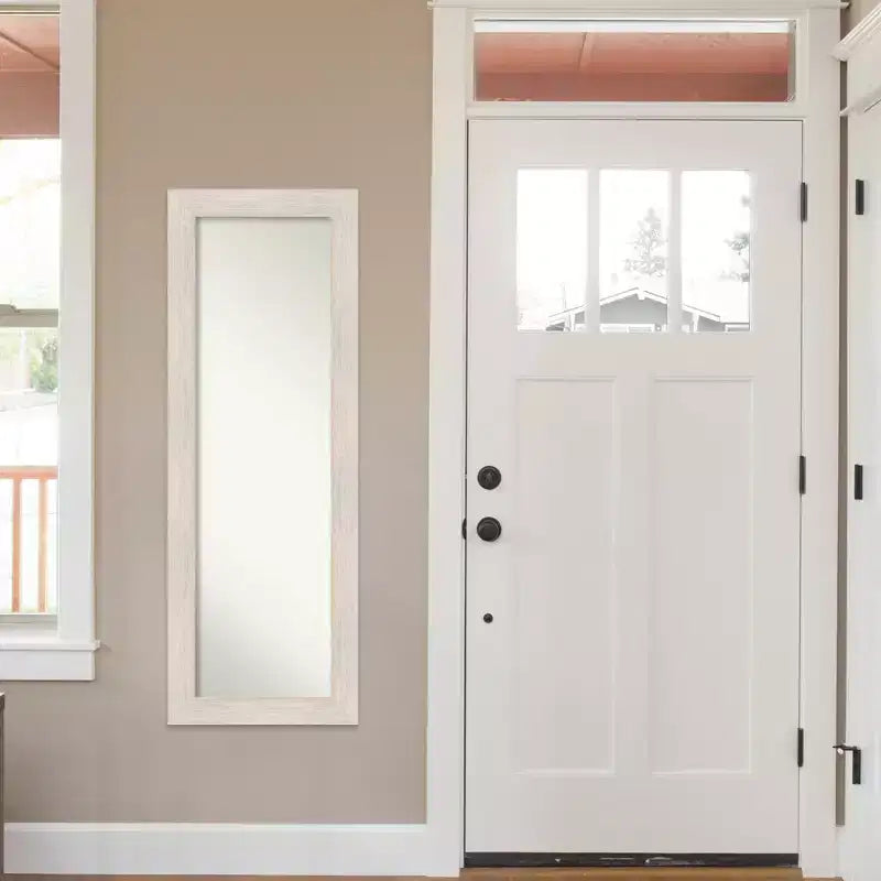19" x 53" Hardwood Framed Full Length Over-the-Door Mirror - White