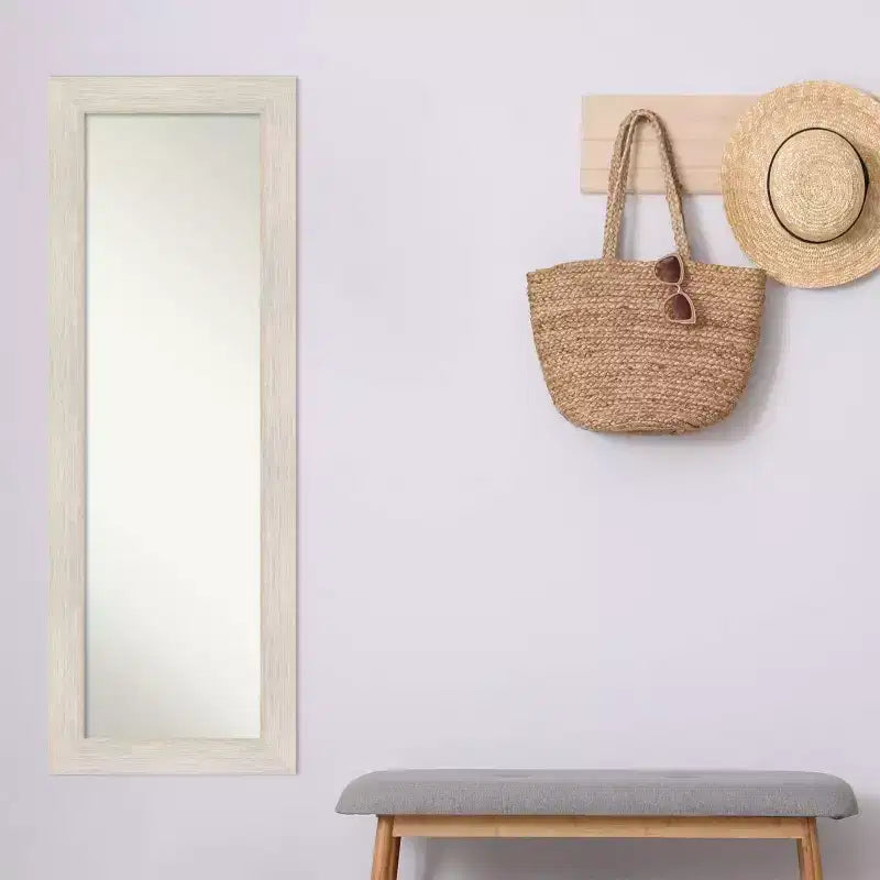 19" x 53" Hardwood Framed Full Length Over-the-Door Mirror - White