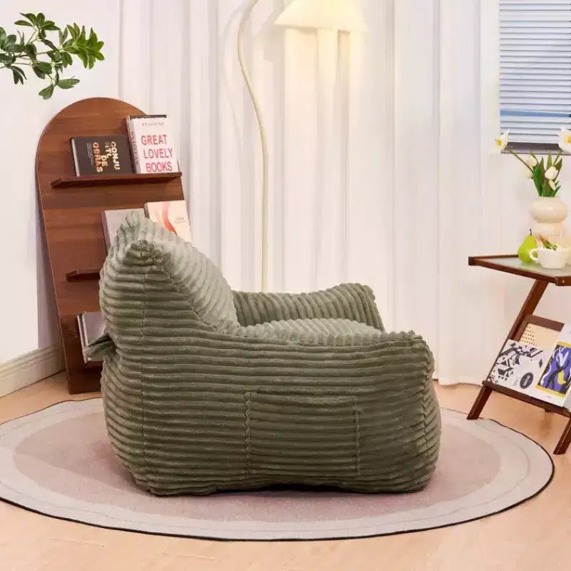 400LB Oversized Corduroy Bean Bag Chair with Armrests - High-Resilience Foam