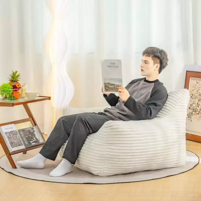 400LB Oversized Corduroy Bean Bag Chair with Armrests - High-Resilience Foam