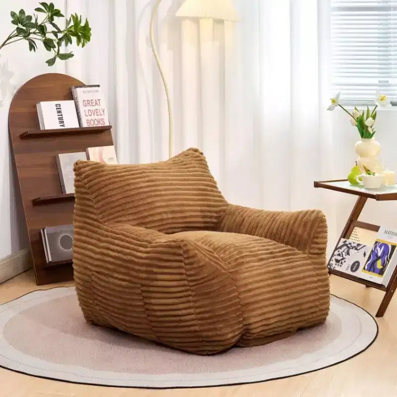 400LB Oversized Corduroy Bean Bag Chair with Armrests - High-Resilience Foam