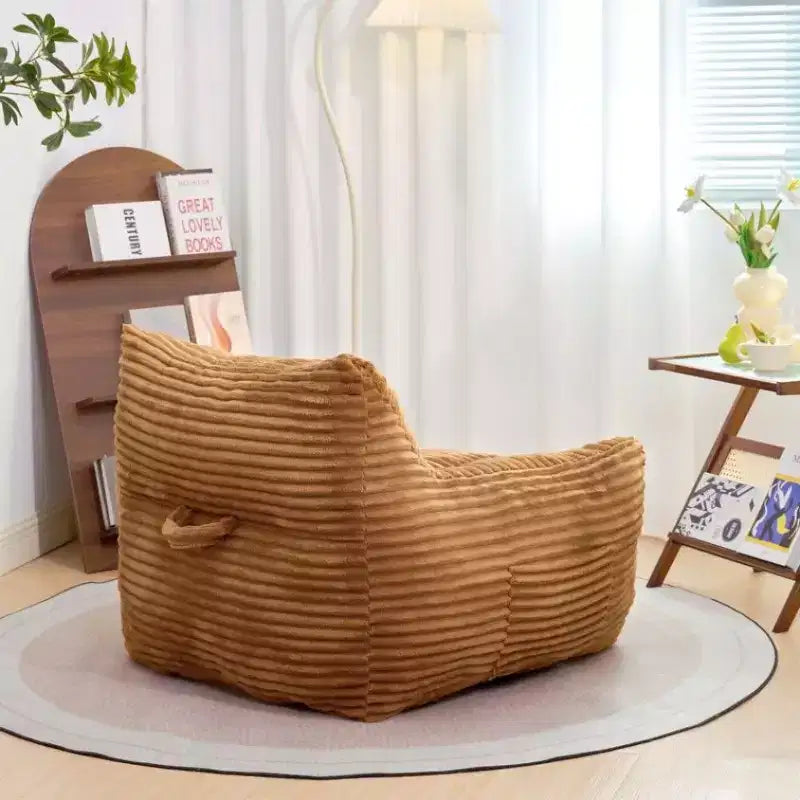 400LB Oversized Corduroy Bean Bag Chair with Armrests - High-Resilience Foam
