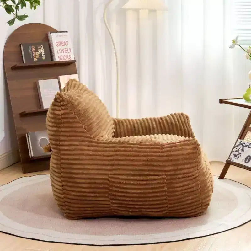 400LB Oversized Corduroy Bean Bag Chair with Armrests - High-Resilience Foam