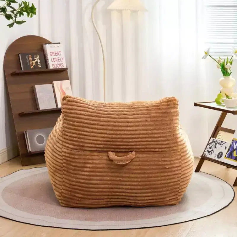 400LB Oversized Corduroy Bean Bag Chair with Armrests - High-Resilience Foam