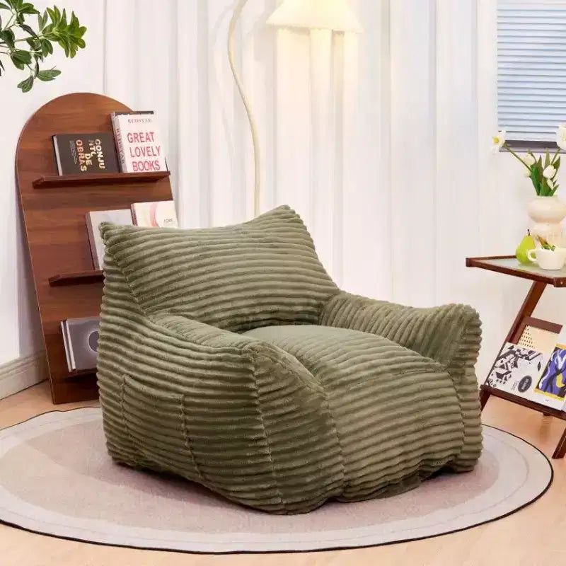 400LB Oversized Corduroy Bean Bag Chair with Armrests - High-Resilience Foam