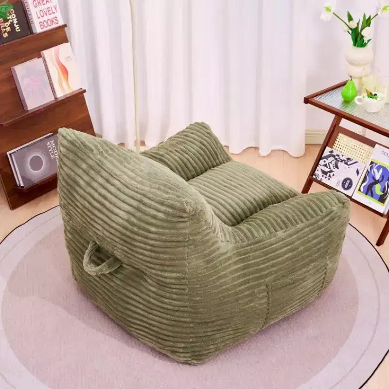 400LB Oversized Corduroy Bean Bag Chair with Armrests - High-Resilience Foam