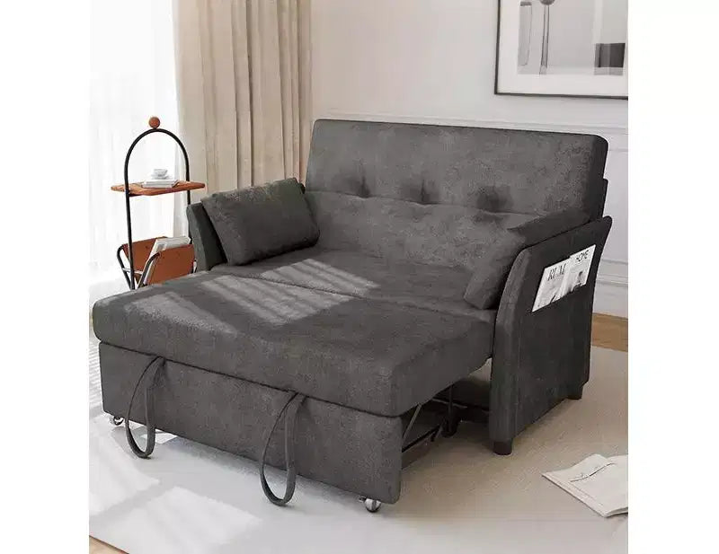 51 Inch 3-in-1 Convertible Loveseat Sleeper Sofa with Side Pocket - Linen