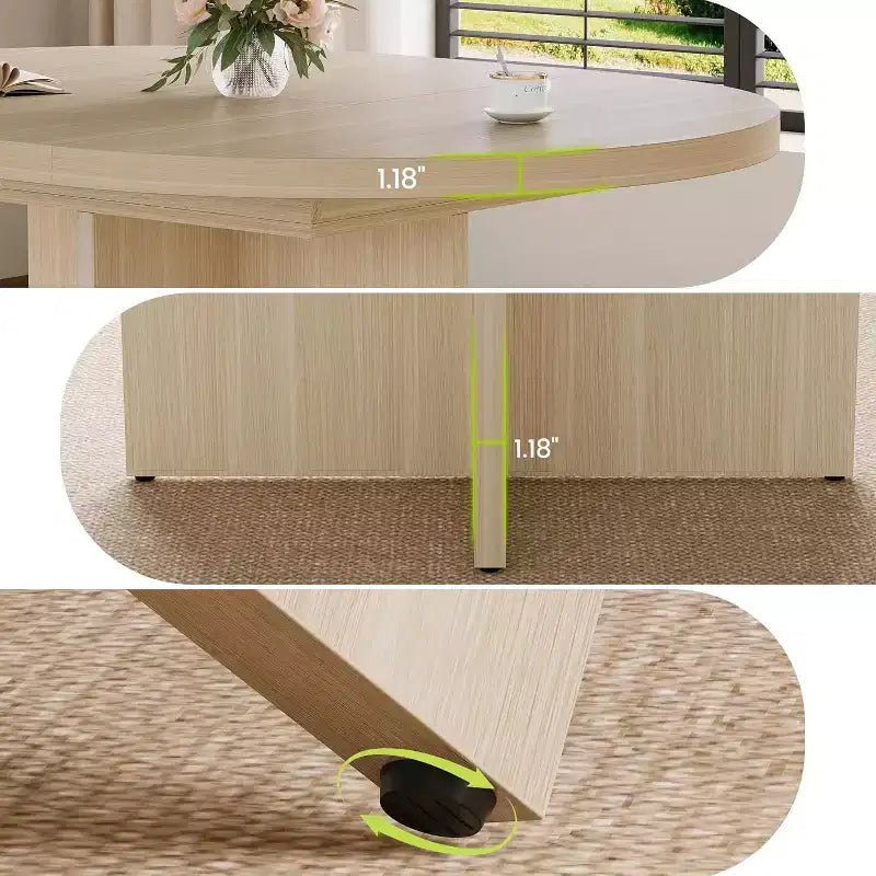 43.3-59 Inch Extendable Round to Oval Dining Table - Seats 4 to 8, Removable Leaves