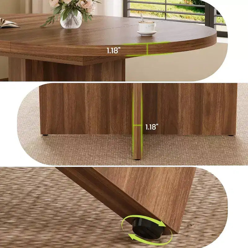 43.3-59 Inch Extendable Round to Oval Dining Table - Seats 4 to 8, Removable Leaves