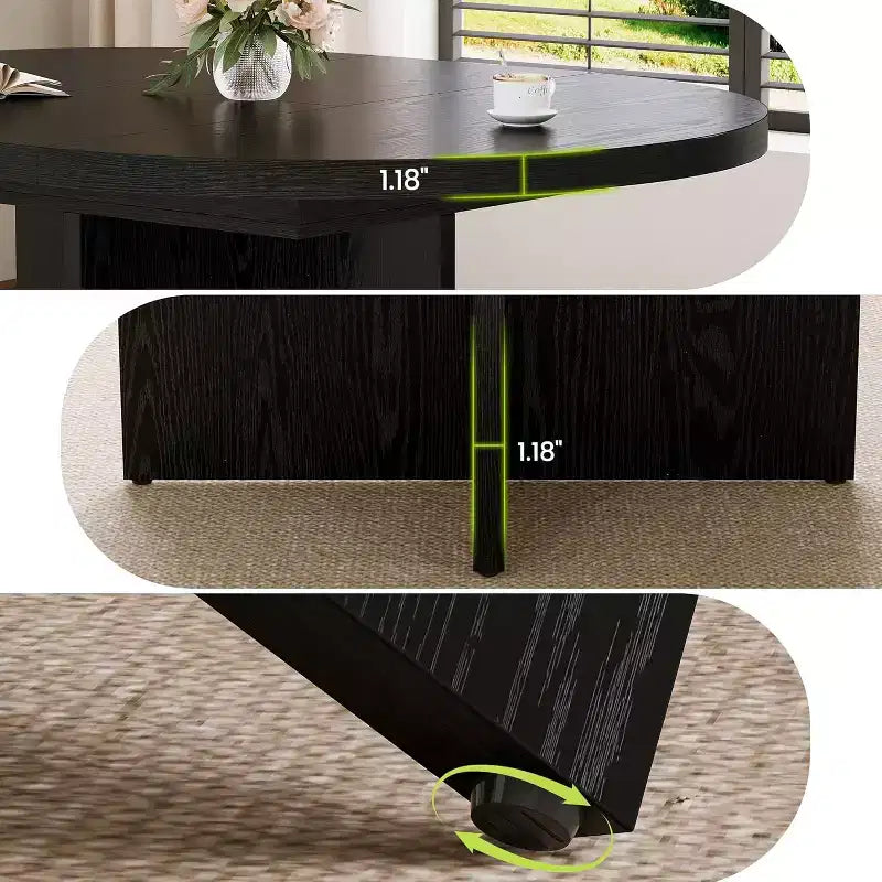 43.3-59 Inch Extendable Round to Oval Dining Table - Seats 4 to 8, Removable Leaves