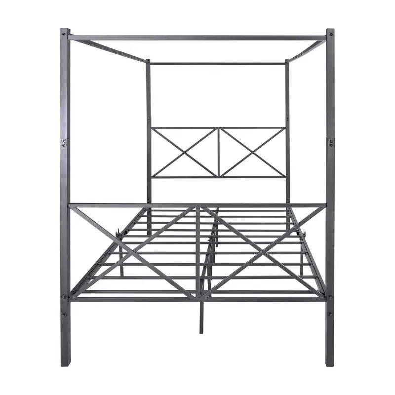 Full Size Metal Canopy Bed Frame - Sturdy Steel Construction with Under-Bed Storage