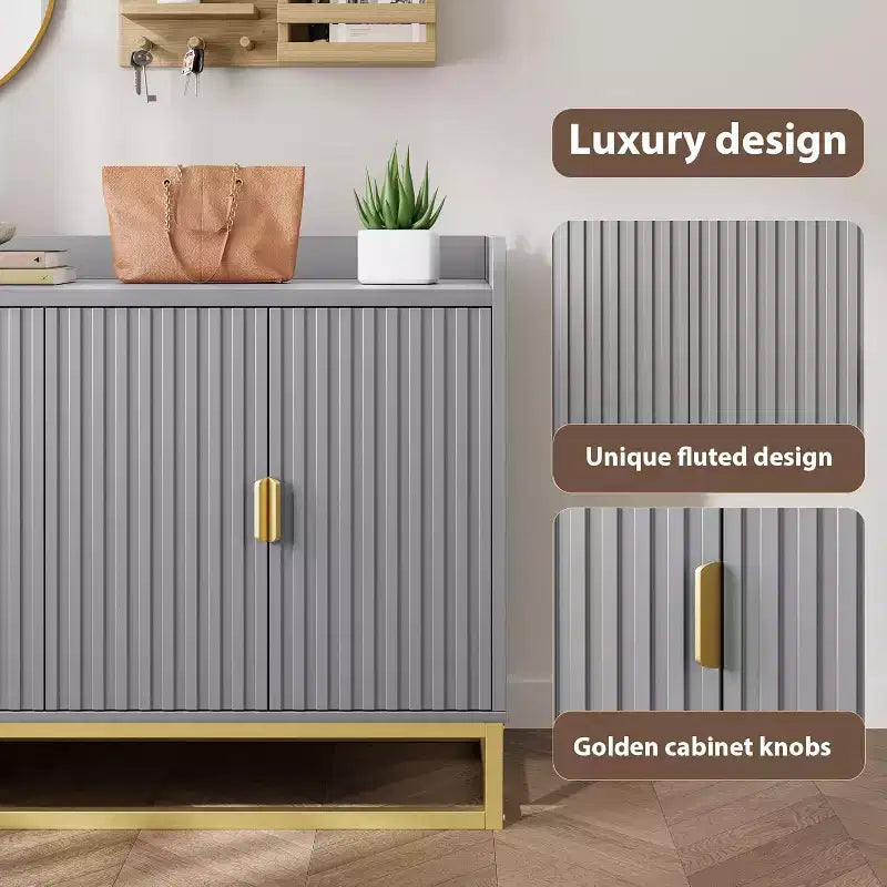 47.2 Fluted Sideboard with Storage Cabinet, Modern Kitchen Sideboard with Adjustable Shelves with Doors for Living Room, Kitchen, Entryway