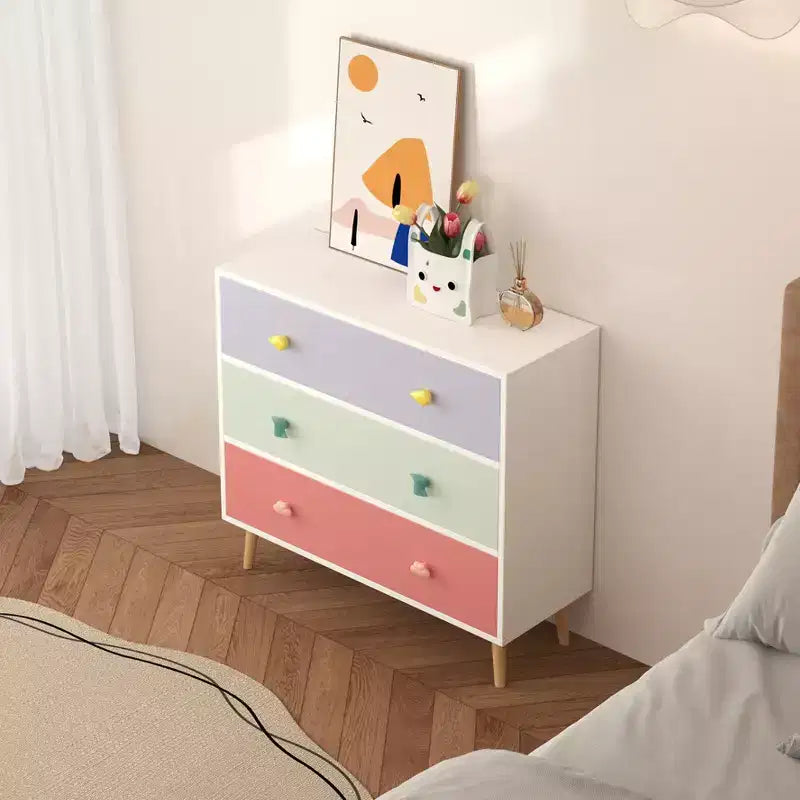 Kids 3-Drawer Dresser with Scalloped Edge - Nightstand for Nursery, Toddler Room, Bedroom