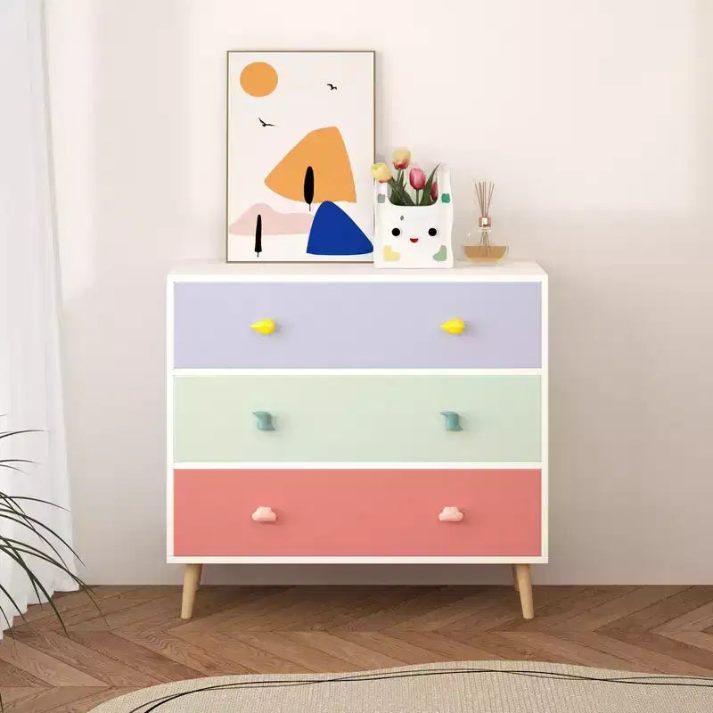 Kids 3-Drawer Dresser with Scalloped Edge - Nightstand for Nursery, Toddler Room, Bedroom