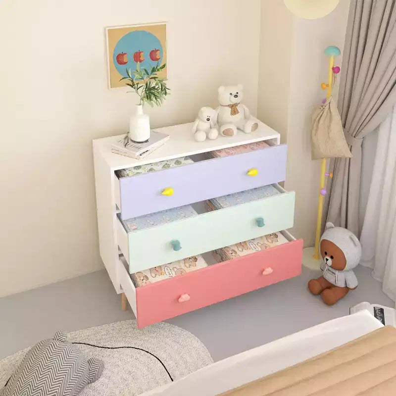 Kids 3-Drawer Dresser with Scalloped Edge - Nightstand for Nursery, Toddler Room, Bedroom