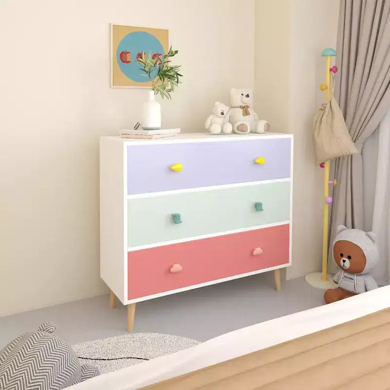 Kids 3-Drawer Dresser with Scalloped Edge - Nightstand for Nursery, Toddler Room, Bedroom