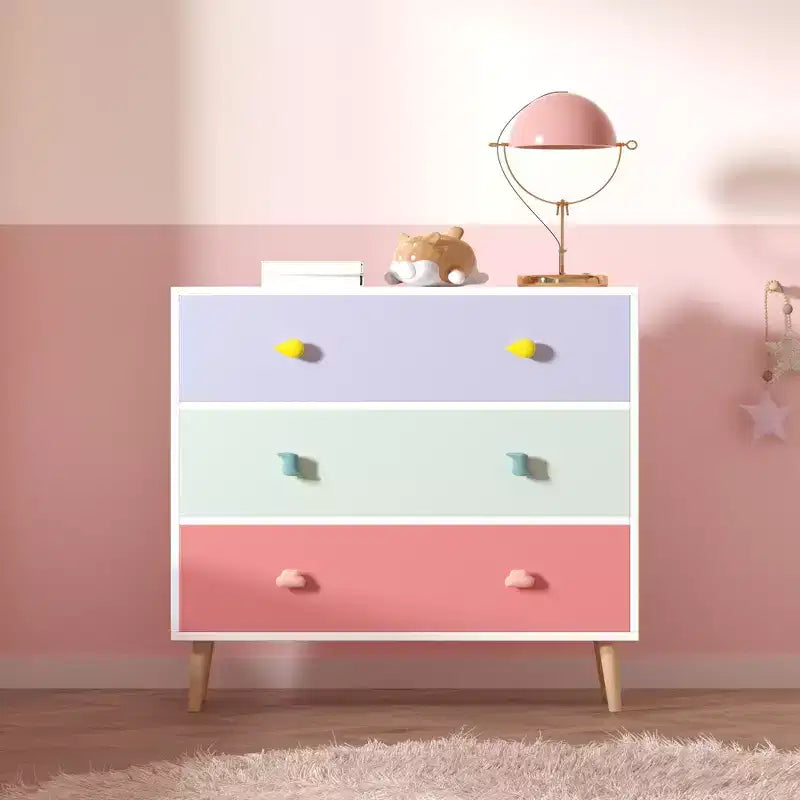 Kids 3-Drawer Dresser with Scalloped Edge - Nightstand for Nursery, Toddler Room, Bedroom
