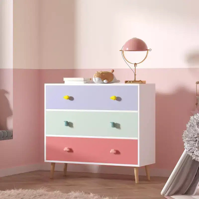 Kids 3-Drawer Dresser with Scalloped Edge - Nightstand for Nursery, Toddler Room, Bedroom
