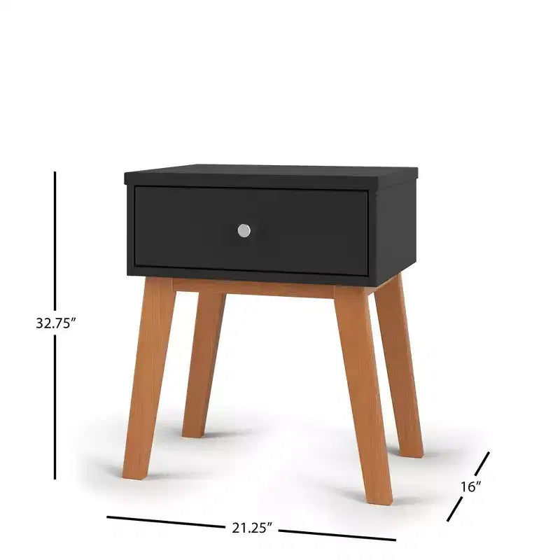 1-Drawer Nightstand for Nursery or Bedroom - Solid Pinewood, Non-Toxic Finish