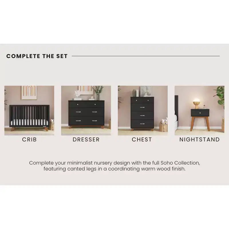 1-Drawer Nightstand for Nursery or Bedroom - Solid Pinewood, Non-Toxic Finish
