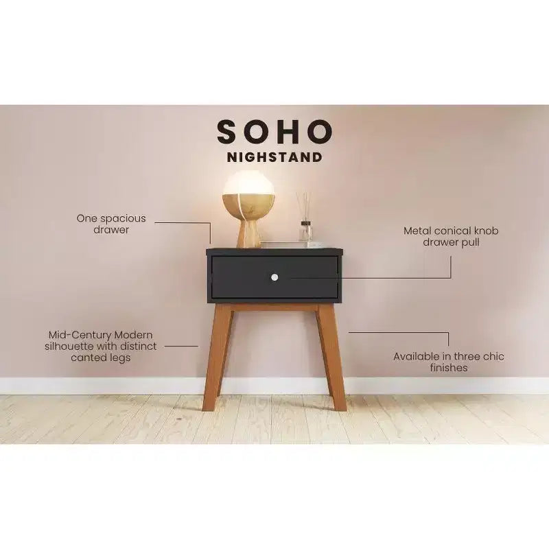 1-Drawer Nightstand for Nursery or Bedroom - Solid Pinewood, Non-Toxic Finish
