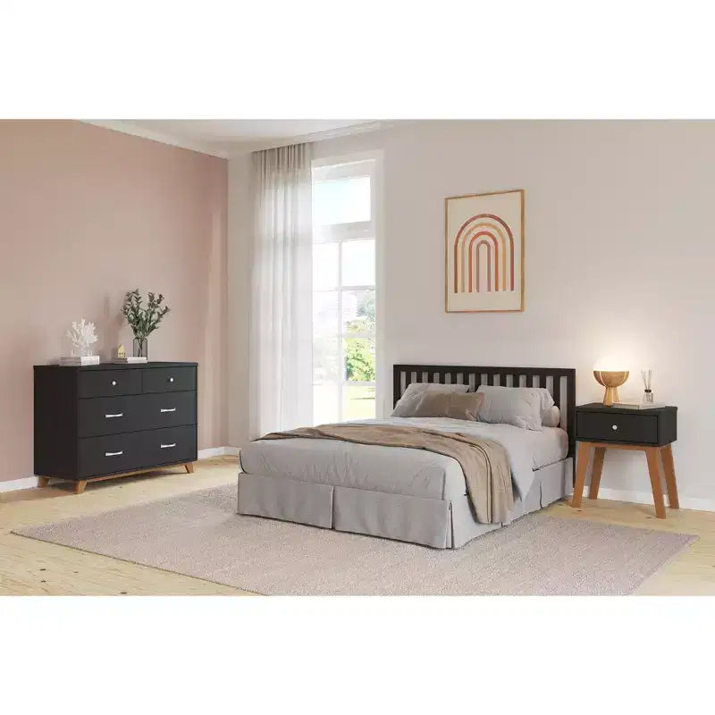 1-Drawer Nightstand for Nursery or Bedroom - Solid Pinewood, Non-Toxic Finish