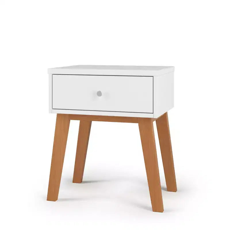 1-Drawer Nightstand for Nursery or Bedroom - Solid Pinewood, Non-Toxic Finish