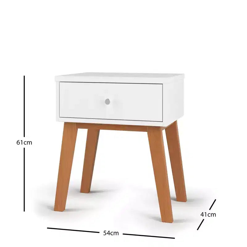 1-Drawer Nightstand for Nursery or Bedroom - Solid Pinewood, Non-Toxic Finish