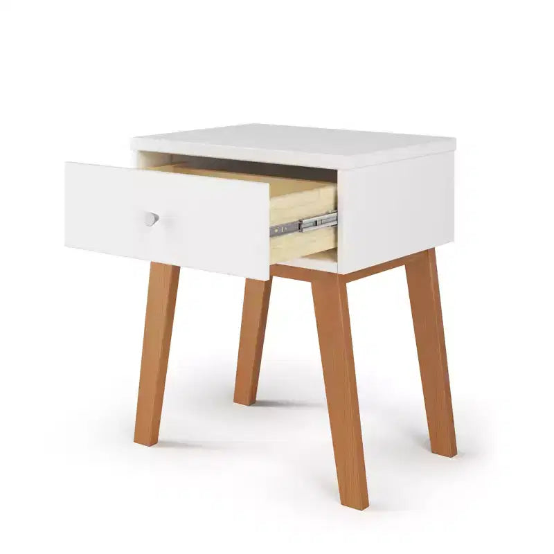1-Drawer Nightstand for Nursery or Bedroom - Solid Pinewood, Non-Toxic Finish