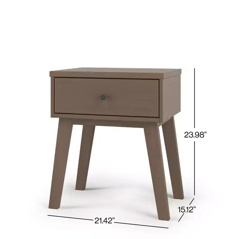 1-Drawer Nightstand for Nursery or Bedroom - Solid Pinewood, Non-Toxic Finish