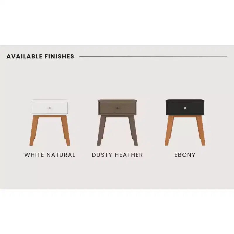 1-Drawer Nightstand for Nursery or Bedroom - Solid Pinewood, Non-Toxic Finish
