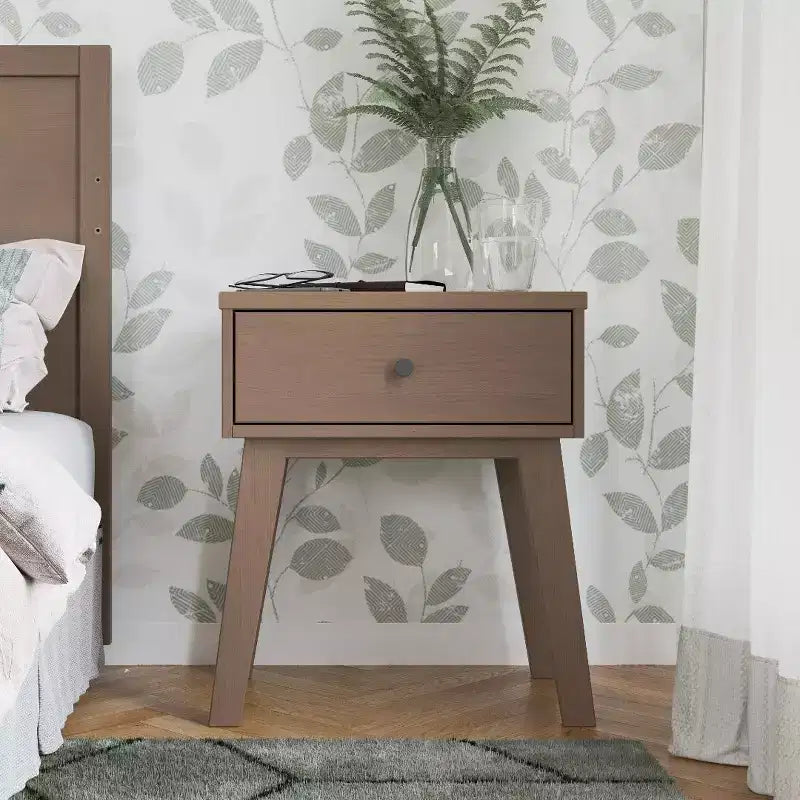 1-Drawer Nightstand for Nursery or Bedroom - Solid Pinewood, Non-Toxic Finish