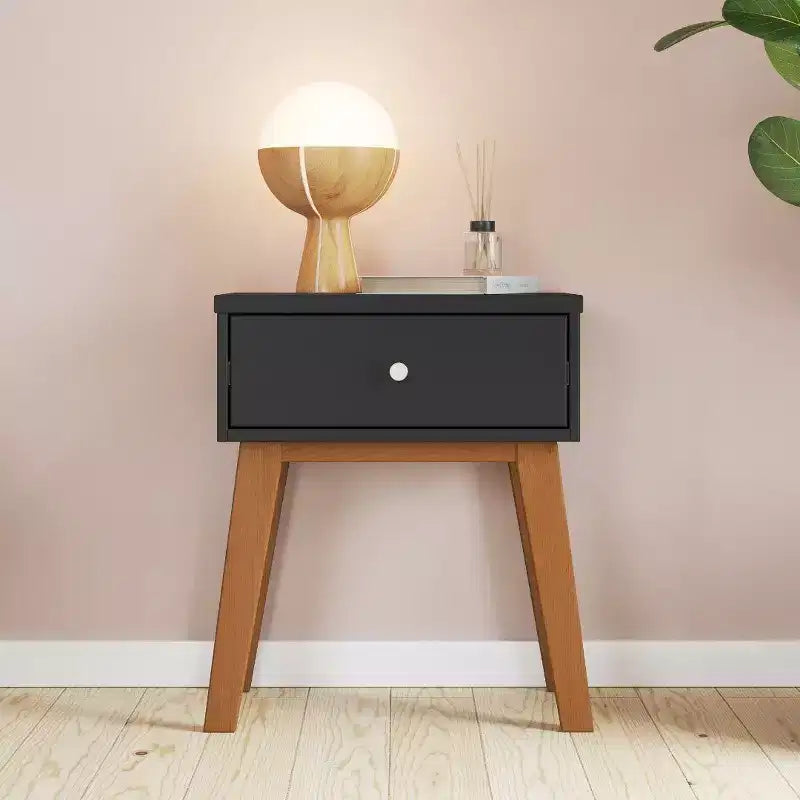 1-Drawer Nightstand for Nursery or Bedroom - Solid Pinewood, Non-Toxic Finish