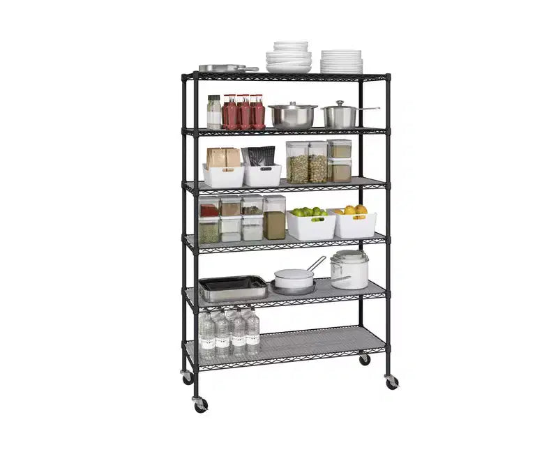 6-Tier NSF Certified Steel Wire Shelving System - 48x18x75.5 Inch, 1000 lb per Shelf