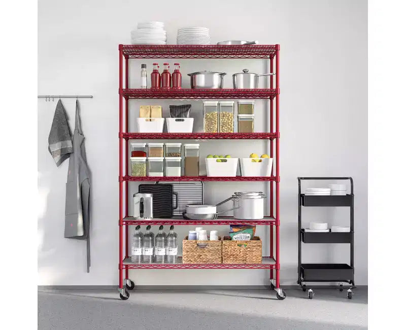 6-Tier NSF Certified Steel Wire Shelving System - 48x18x75.5 Inch, 1000 lb per Shelf