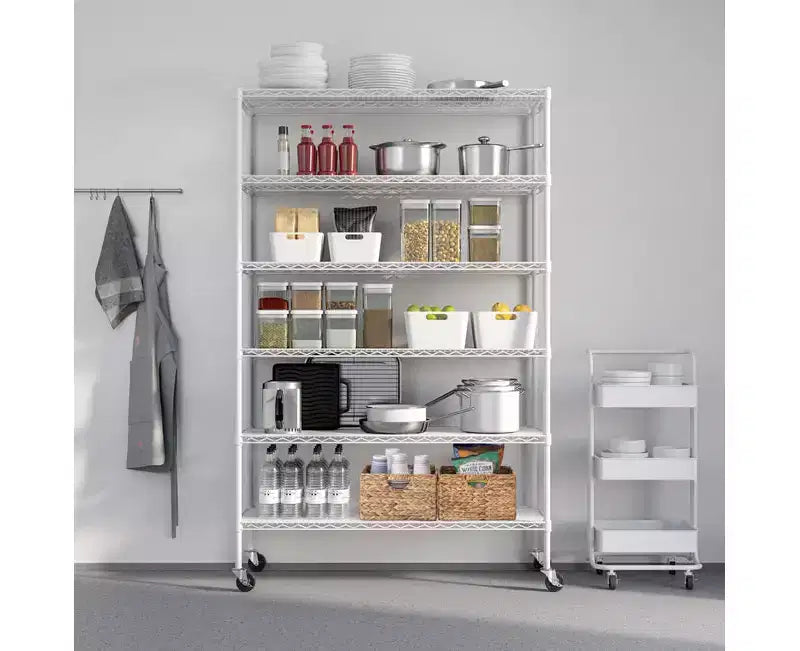 6-Tier NSF Certified Steel Wire Shelving System - 48x18x75.5 Inch, 1000 lb per Shelf