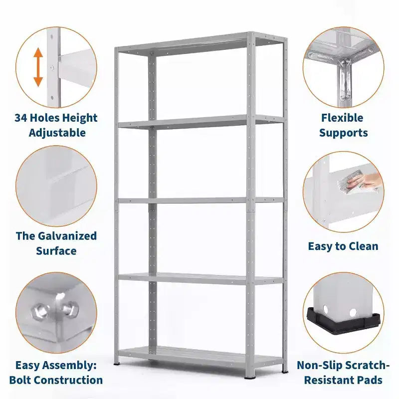 5-Tier Heavy Duty Metal Shelving Unit - Adjustable Garage Storage Rack 36x12x68