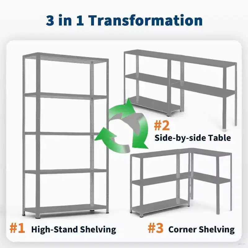 5-Tier Heavy Duty Metal Shelving Unit - Adjustable Garage Storage Rack 36x12x68