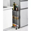 Slim Rolling Storage Cart with Wheels - 3 or 4 Tier Metal Wire Baskets, Adjustable Shelves