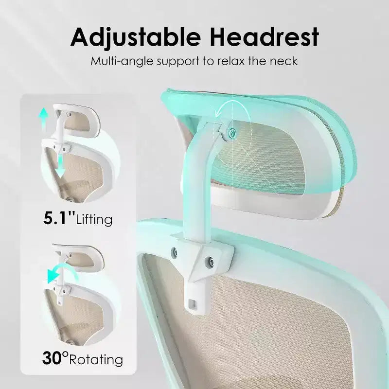Ergonomic Office Chair - Swivel, Mesh Back, Adjustable Lumbar, Flip-Up Arms, Headrest, 350 lb