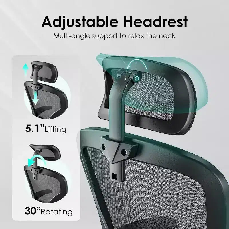 Ergonomic Office Chair - Swivel, Mesh Back, Adjustable Lumbar, Flip-Up Arms, Headrest, 350 lb