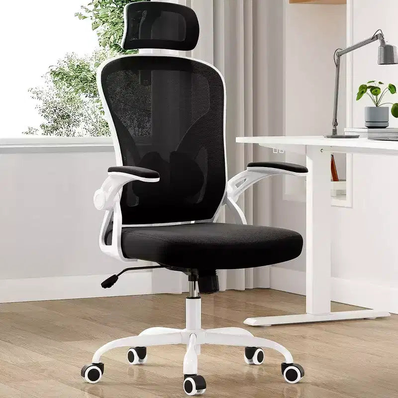 Ergonomic Office Chair - Swivel, Mesh Back, Adjustable Lumbar, Flip-Up Arms, Headrest, 350 lb