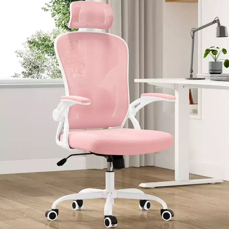 Ergonomic Office Chair - Swivel, Mesh Back, Adjustable Lumbar, Flip-Up Arms, Headrest, 350 lb
