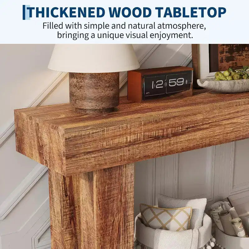 63" Rectangular Farmhouse Wood Console Table - Water & Scratch Resistant