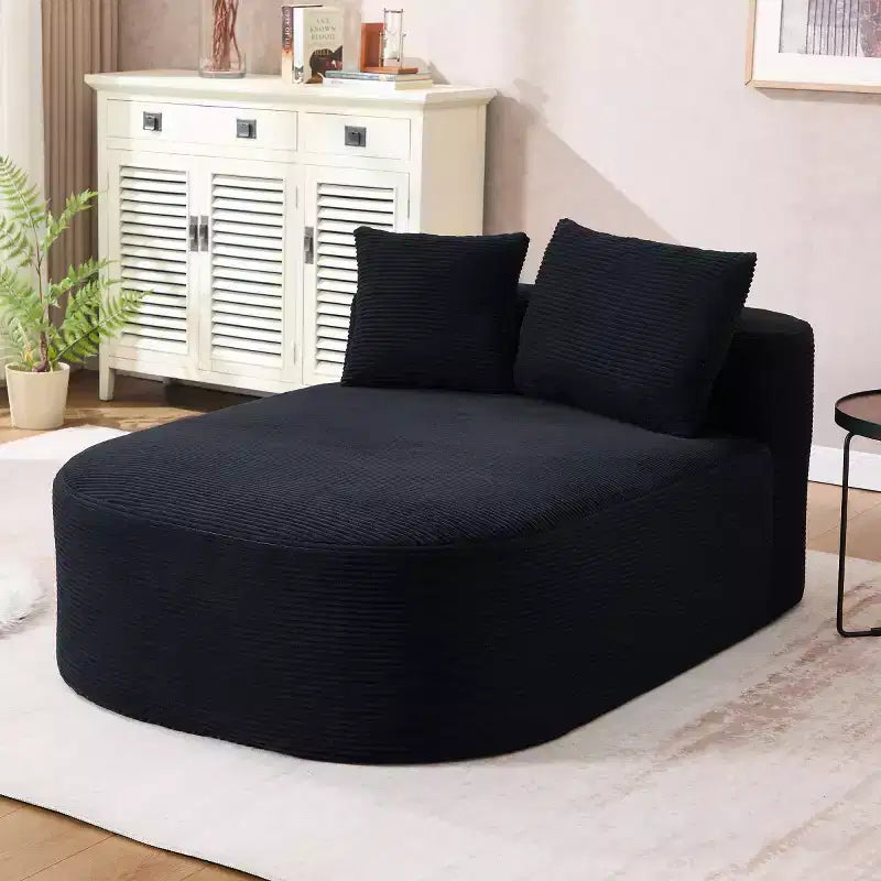 Oversized Corduroy Upholstered Chaise Lounge Chair with 46 Wide Seat, Comfy Sleeper Sofa with Pillows for Living Room or Bedroom-Panipeachy