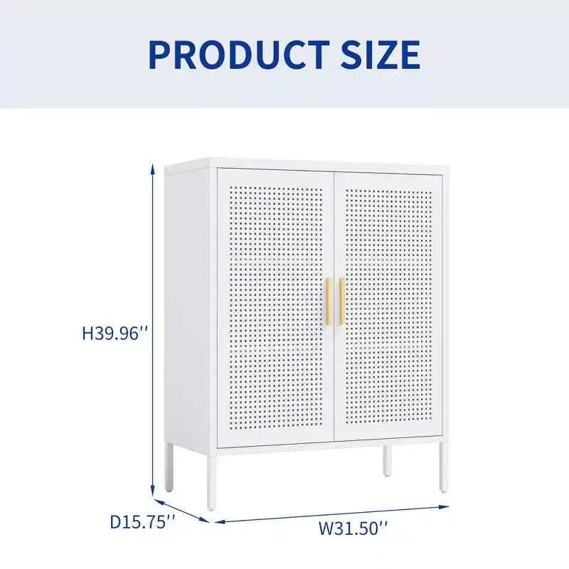 31.5" Metal Storage Cabinet - 2 Doors & 2 Adjustable Shelves, Steel File Cabinet, White