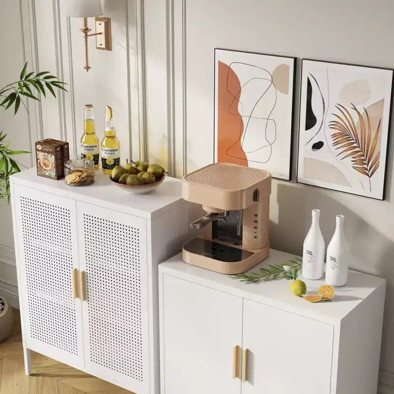 31.5" Metal Storage Cabinet - 2 Doors & 2 Adjustable Shelves, Steel File Cabinet, White