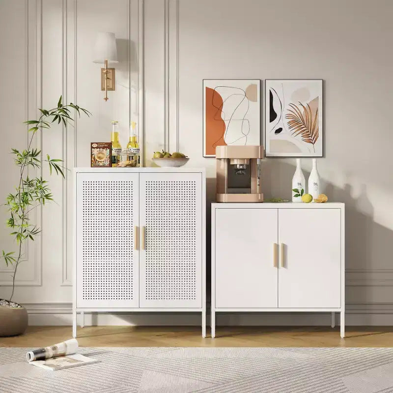 31.5" Metal Storage Cabinet - 2 Doors & 2 Adjustable Shelves, Steel File Cabinet, White