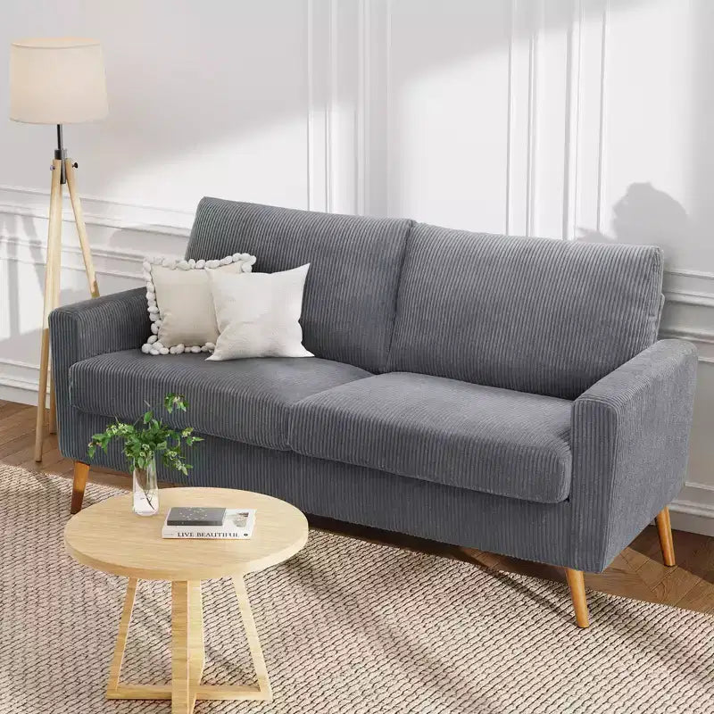 Mid-Century Modern Loveseat 68 Inch - 24" Deep Cloud Seat, Solid Wood Frame, 800 lb Capacity